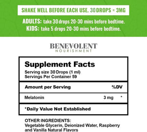 BENEVOLENT NOURISHMENT - Benevolent Melatonin Liquid 3Mg. 2 Fl.Oz. - The Red Vitamin MX - Suplementos Alimenticios - {{ shop.shopifyCountryName }}