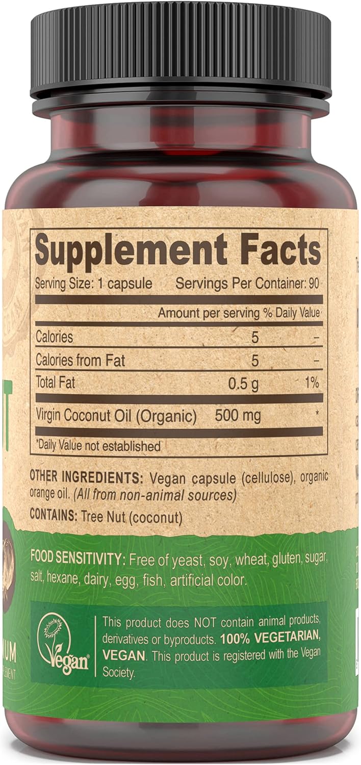 Deva Vegan Virgin Coconut Oil 500Mg. 90 Capsulas