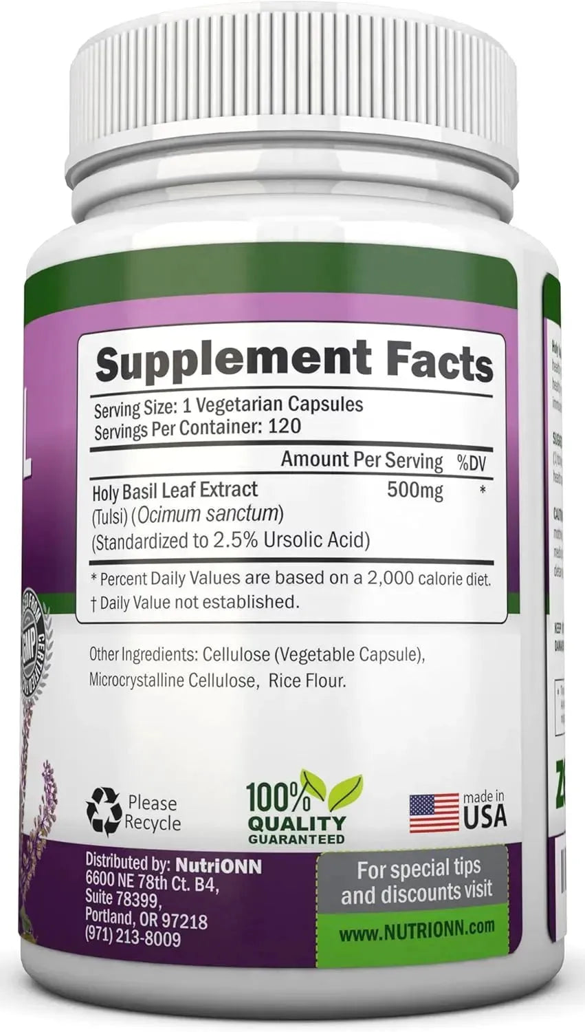 NUTRIONN - NutriONN Holy Basil Leaf 500Mg. 120 Capsulas - The Red Vitamin MX - Suplementos Alimenticios - {{ shop.shopifyCountryName }}