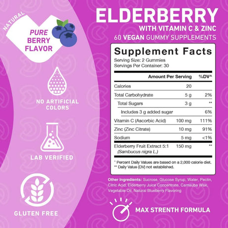 PUREFINITY - PUREFINITY Sambucus Elderberry Gummies 60 Gomitas - The Red Vitamin MX - Suplementos Alimenticios - {{ shop.shopifyCountryName }}