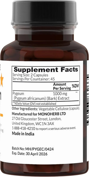 MONOHERB - Monoherb Pygeum Extract 1000Mg. 90 Capsulas - The Red Vitamin MX - Suplementos Alimenticios - {{ shop.shopifyCountryName }}