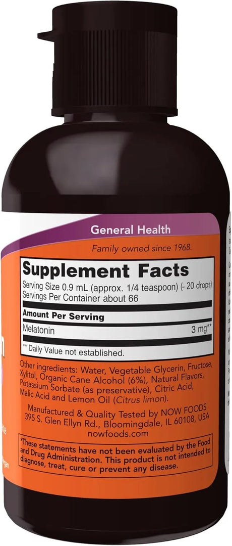 NOW SUPPLEMENTS - NOW Supplements Liquid Melatonin 3Mg. 59Ml. 4 Pack - The Red Vitamin MX - Suplementos Alimenticios - {{ shop.shopifyCountryName }}