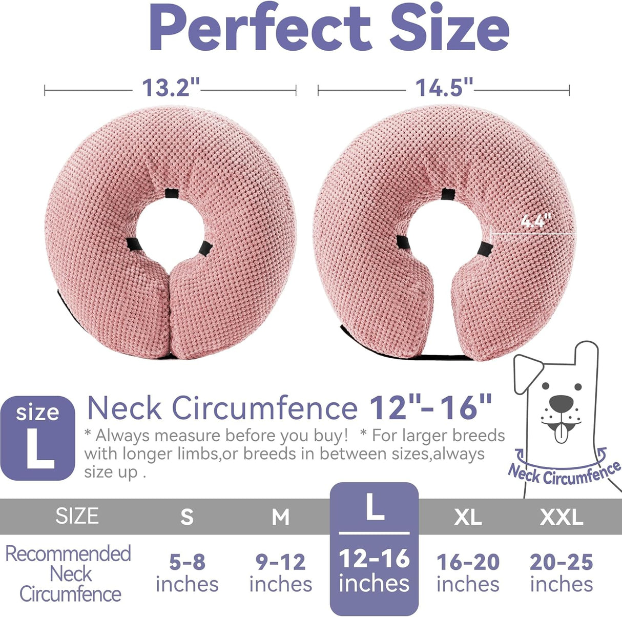 Loflaze Soft Inflatable Dog Cone Collar Pink LARGE