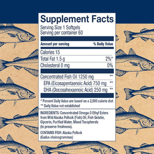 WILEY'S FINEST - Wiley's Finest Wild Alaskan Fish Oil Peak EPA 1000Mg. Omega-3s 60 Capsulas Blandas - The Red Vitamin MX - Suplementos Alimenticios - {{ shop.shopifyCountryName }}