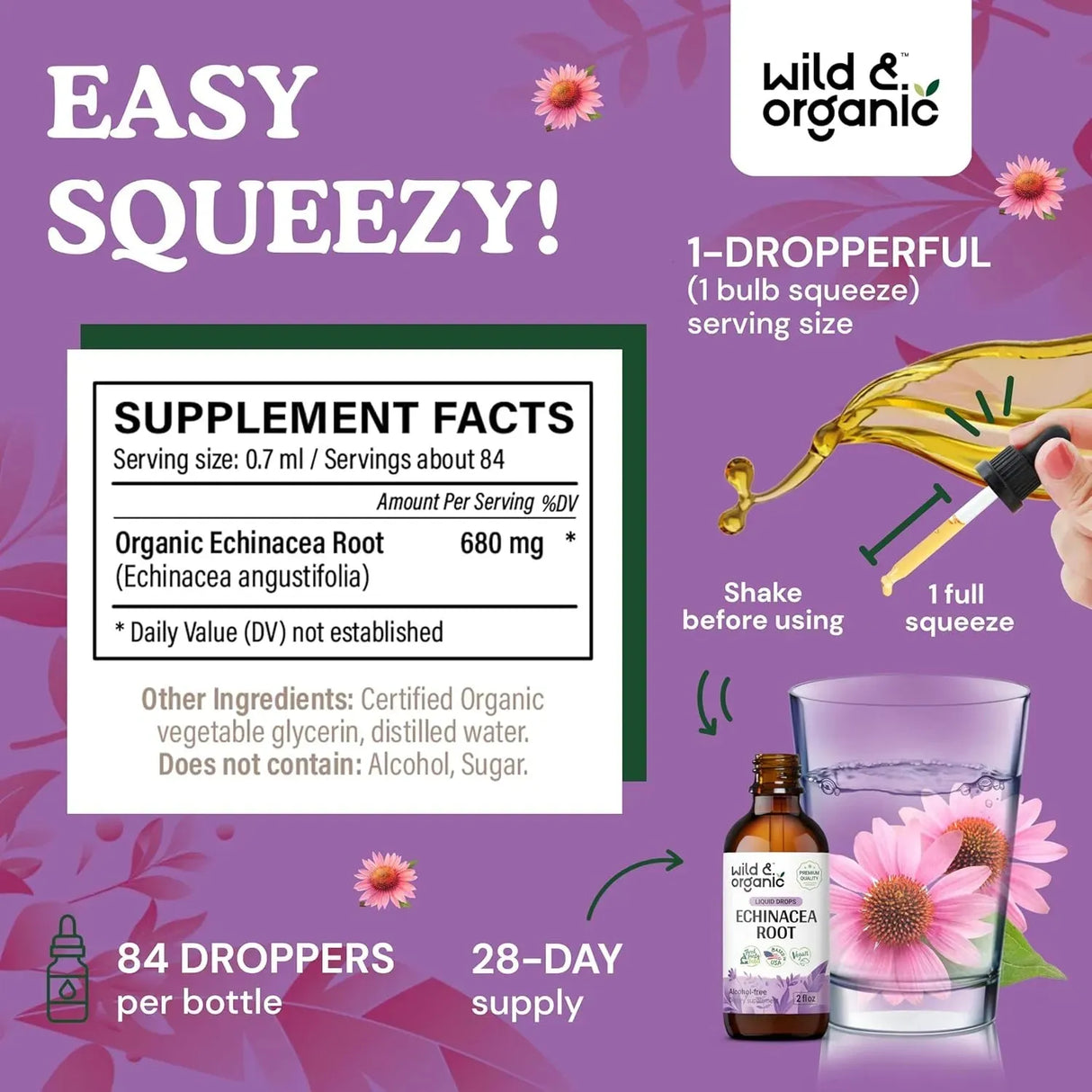 WILD & ORGANIC - Wild & Organic Echinacea Drops 2 Fl.Oz. - The Red Vitamin MX - Suplementos Alimenticios - {{ shop.shopifyCountryName }}