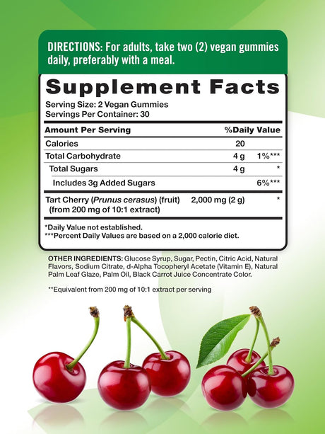 Nature's Truth Tart Cherry Gummies 2000Mg. 60 Gomitas