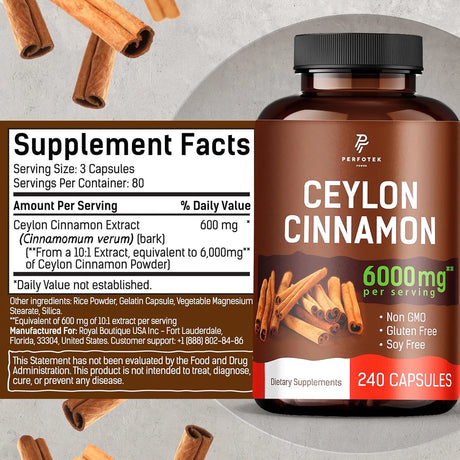 PERFOTEK - Perfotek Ceylon Cinnamon 6000Mg. 240 Capsulas - The Red Vitamin MX - Suplementos Alimenticios - {{ shop.shopifyCountryName }}