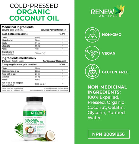 Renew Actives Coconut Oil 120 Capsulas Blandas