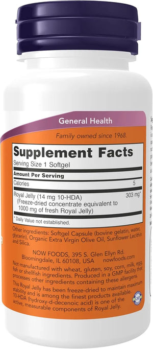 NOW SUPPLEMENTS - NOW Foods Supplements Royal Jelly 1000Mg. 60 Capsulas Blandas - The Red Vitamin MX - Suplementos Alimenticios - {{ shop.shopifyCountryName }}