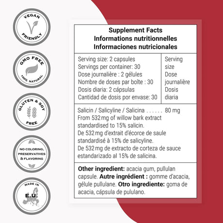 SUPERSMART - Supersmart Willow Bark Extract 530Mg. 60 Capsulas - The Red Vitamin MX - Suplementos Alimenticios - {{ shop.shopifyCountryName }}