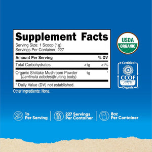 NUTRICOST - Nutricost Organic Shiitake Mushroom Powder 227Gr. - The Red Vitamin MX - Suplementos Alimenticios - {{ shop.shopifyCountryName }}