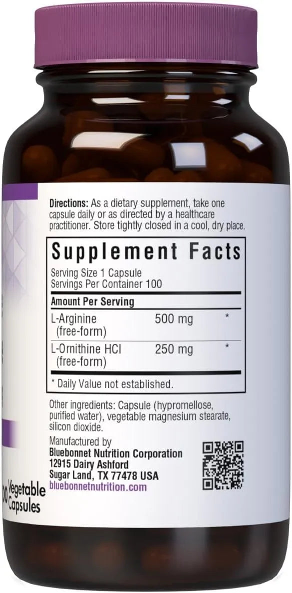 BLUEBONNET NUTRITION - Bluebonnet Nutrition L-Arginine 500Mg. L-Orinithine 250Mg. 100 Capsulas - The Red Vitamin MX - Suplementos Alimenticios - {{ shop.shopifyCountryName }}