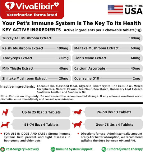VIVAELIXIR - VivaElixir Turkey Tail Mushroom for Dogs 120 Tabletas Masticables - The Red Vitamin MX - Suplementos Herbales Para Perros - {{ shop.shopifyCountryName }}
