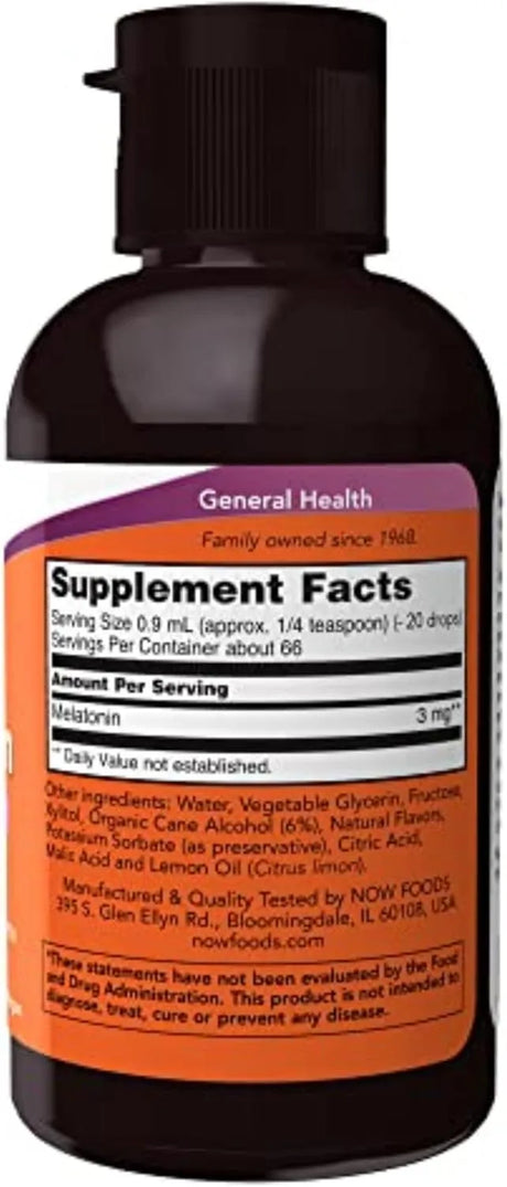 NOW SUPPLEMENTS - NOW Supplements Liquid Melatonin 3Mg. 59Ml. - The Red Vitamin MX - Suplementos Alimenticios - {{ shop.shopifyCountryName }}