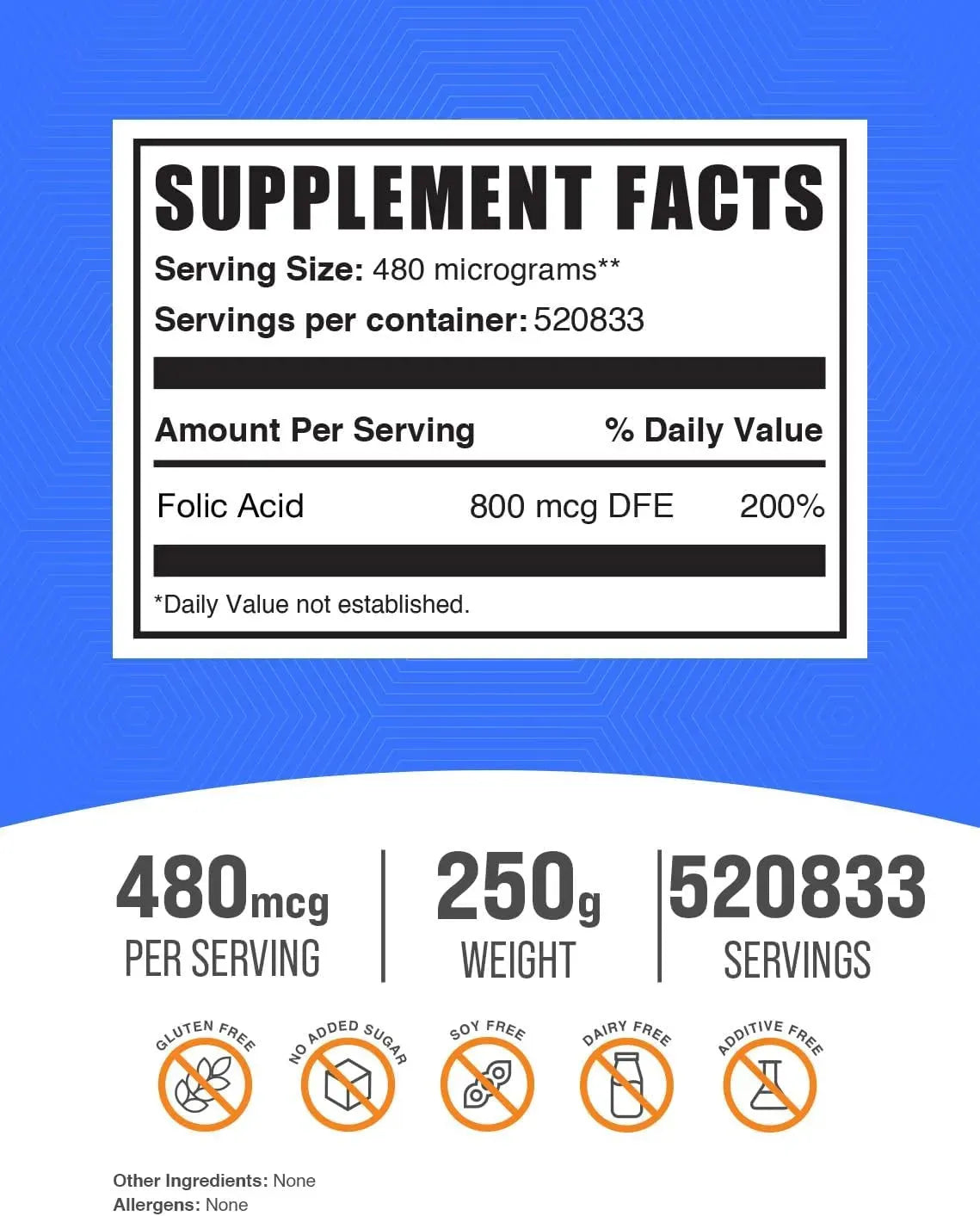 BULK SUPPLEMENTS - Bulk Supplements Folic Acid Powder 250Gr. - The Red Vitamin MX - Suplementos Alimenticios - {{ shop.shopifyCountryName }}