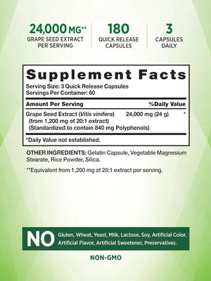 NATURE'S TRUTH - Nature's Truth Grape Seed Extract 24,000Mg. 180 Capsulas - The Red Vitamin MX - Suplementos Alimenticios - {{ shop.shopifyCountryName }}