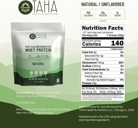 TAHA - Taha New Zealand Grass-Fed Whey Protein Concentrate Powder Natural 907Gr. - The Red Vitamin MX - Suplementos Alimenticios - {{ shop.shopifyCountryName }}
