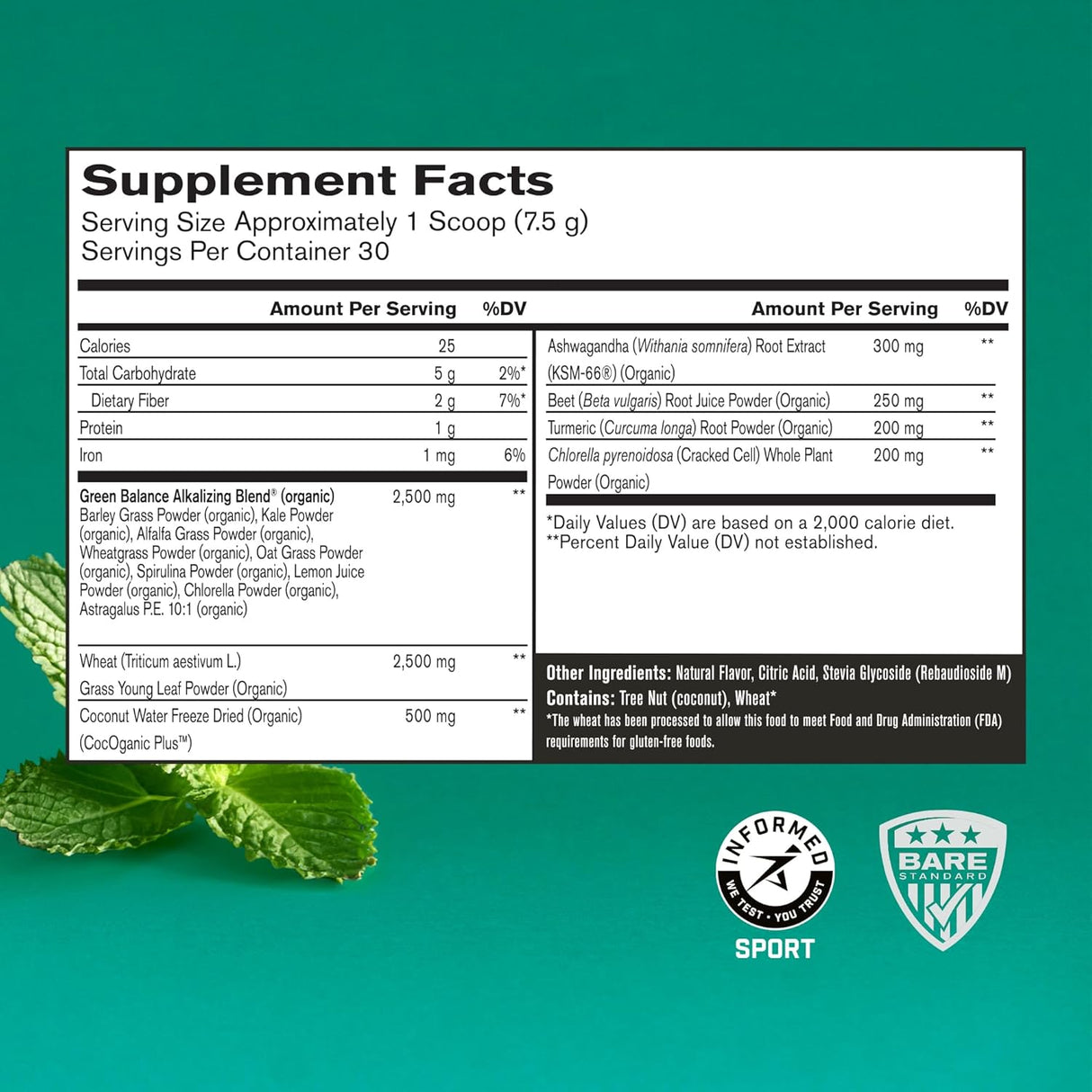 BPN Strong Greens Superfood Powder 30 Servicios Sweet Mint 225Gr.