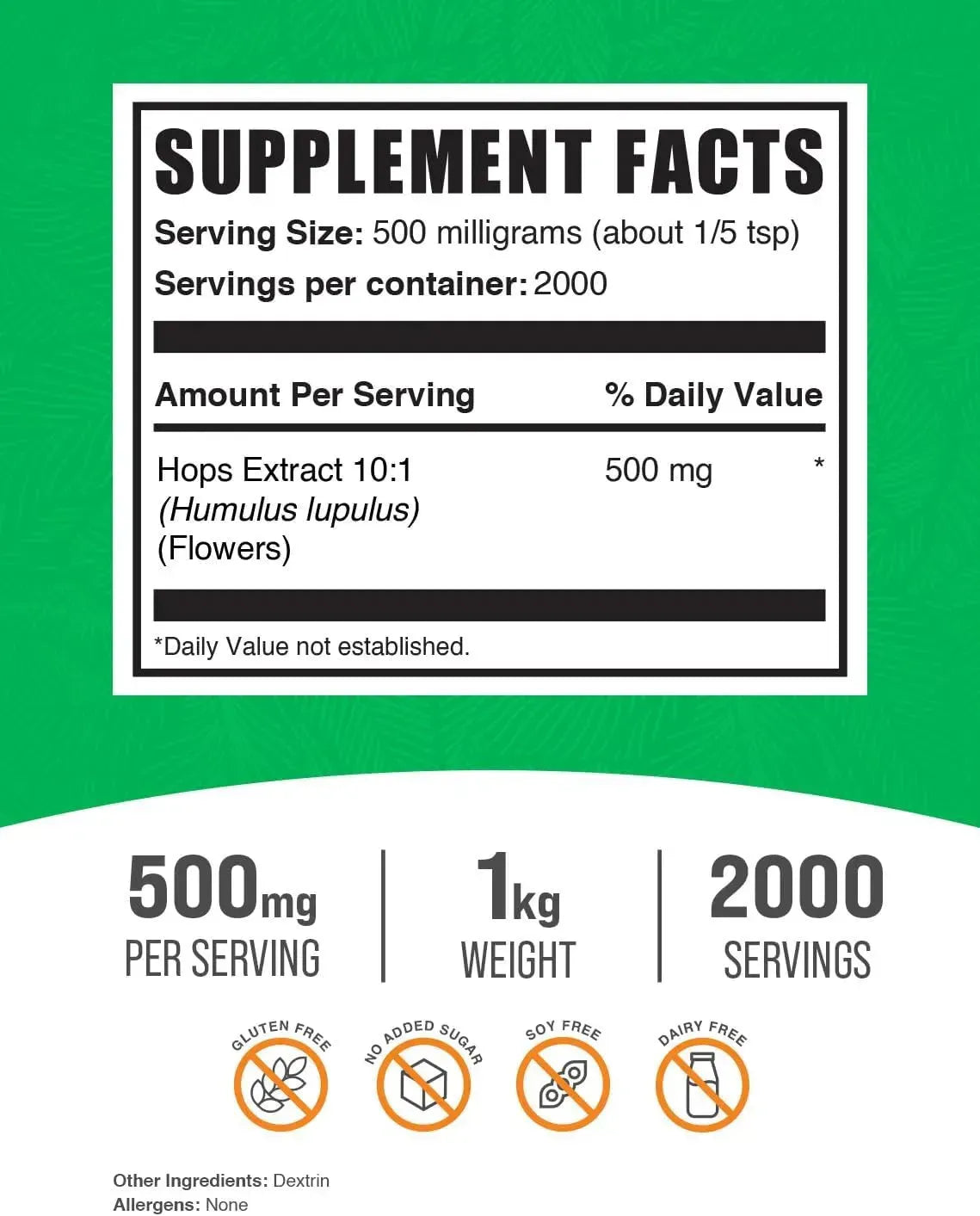 BULK SUPPLEMENTS - Bulk Supplements Hops Extract Powder 1 Kg. - The Red Vitamin MX - Suplementos Alimenticios - {{ shop.shopifyCountryName }}