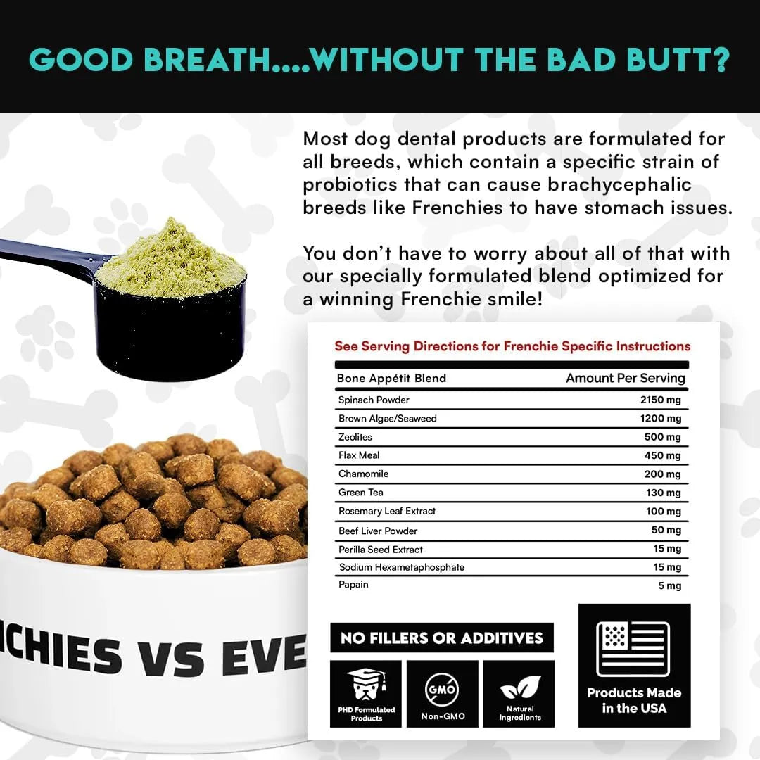 FRENCHIES VS EVERYBODY - Frenchies vs Everybody French Bulldog Optimized Dog Teeth Cleaning Powder 60 Servicios - The Red Vitamin MX - Cuidado Dental Para Perros - {{ shop.shopifyCountryName }}