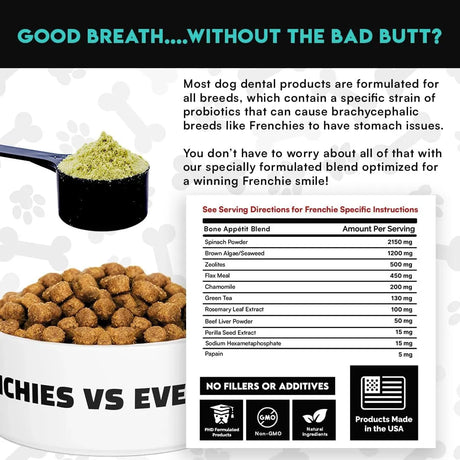 FRENCHIES VS EVERYBODY - Frenchies vs Everybody French Bulldog Optimized Dog Teeth Cleaning Powder 60 Servicios - The Red Vitamin MX - Cuidado Dental Para Perros - {{ shop.shopifyCountryName }}