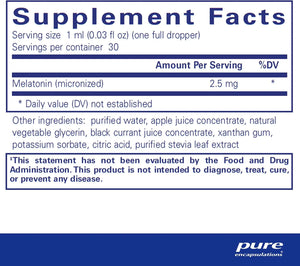PURE ENCAPSULATIONS - Pure Encapsulations Melatonin Liquid 1 Fl.Oz. - The Red Vitamin MX - Suplementos Alimenticios - {{ shop.shopifyCountryName }}