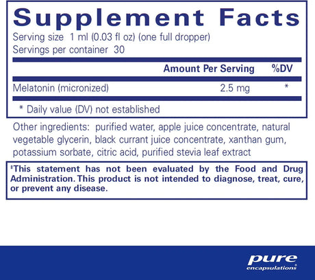 PURE ENCAPSULATIONS - Pure Encapsulations Melatonin Liquid 1 Fl.Oz. - The Red Vitamin MX - Suplementos Alimenticios - {{ shop.shopifyCountryName }}
