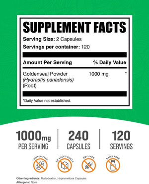 BULK SUPPLEMENTS - Bulk Supplements Goldenseal Root 1000Mg. 240 Capsulas - The Red Vitamin MX - Suplementos Alimenticios - {{ shop.shopifyCountryName }}