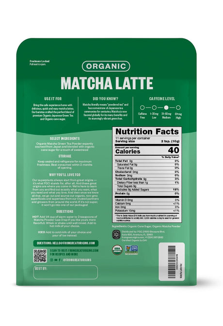 FGO Organic Matcha Latte Powder 113Gr.