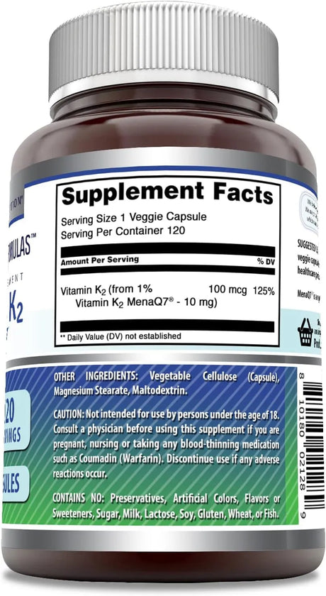 AMAZING FORMULAS - Amazing Formulas Vitamin K2 Menaq7 MK7 120 Capsulas - The Red Vitamin MX - Suplementos Alimenticios - {{ shop.shopifyCountryName }}