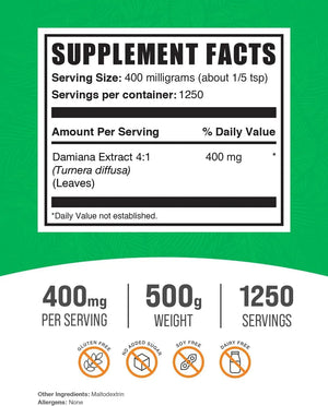 BULK SUPPLEMENTS - Bulk Supplements Damiana Extract Powder 500Gr. - The Red Vitamin MX - Suplementos Alimenticios - {{ shop.shopifyCountryName }}