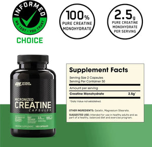 OPTIMUM NUTRITION - Optimum Nutrition Micronized Creatine Monohydrate 2500Mg. 100 Capsulas - The Red Vitamin MX - Suplementos Alimenticios - {{ shop.shopifyCountryName }}