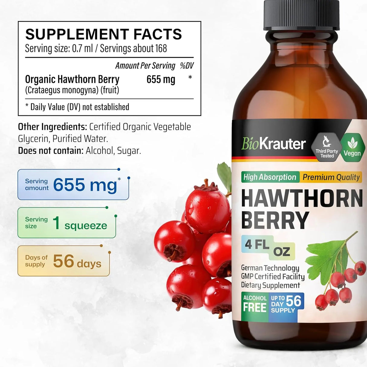 BIOKRAUTER - BIO KRAUTER Hawthorn Berry Extract 4 Fl.Oz. - The Red Vitamin MX - Suplementos Alimenticios - {{ shop.shopifyCountryName }}