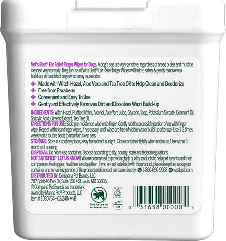 VET'S BEST - Vet's Best Ear Relief Finger Wipes 50 Toallitas - The Red Vitamin MX - Cuidado Del Oído De Perros - {{ shop.shopifyCountryName }}
