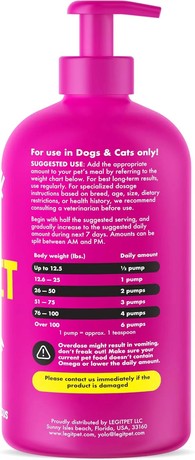 LEGITPET - LEGITPET Wild Alaskan Salmon Oil for Dogs & Cats 32 Fl.Oz. - The Red Vitamin MX - Aceite De Pescado Para Perros - {{ shop.shopifyCountryName }}