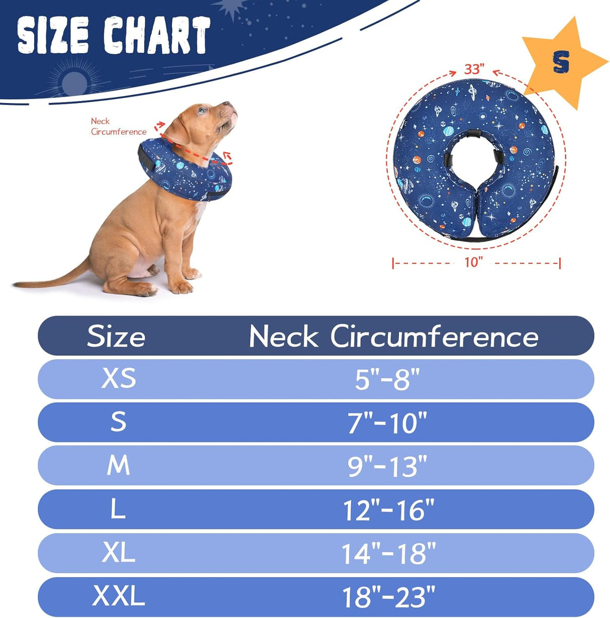 Toptakeit Elevated Inflatable Dog Collar NAVY SMALL
