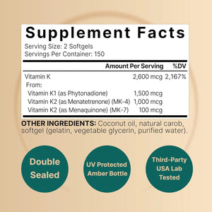 NATUREBELL - NatureBell Vitamin K Complex 300 Capsulas Blandas - The Red Vitamin MX - Suplementos Alimenticios - {{ shop.shopifyCountryName }}