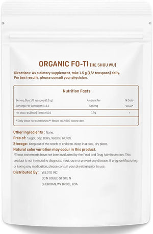 VELOTO - VELOTO Organic He Shou Wu Pure Fo Ti Extract Powder 170Gr. - The Red Vitamin MX - Suplementos Alimenticios - {{ shop.shopifyCountryName }}