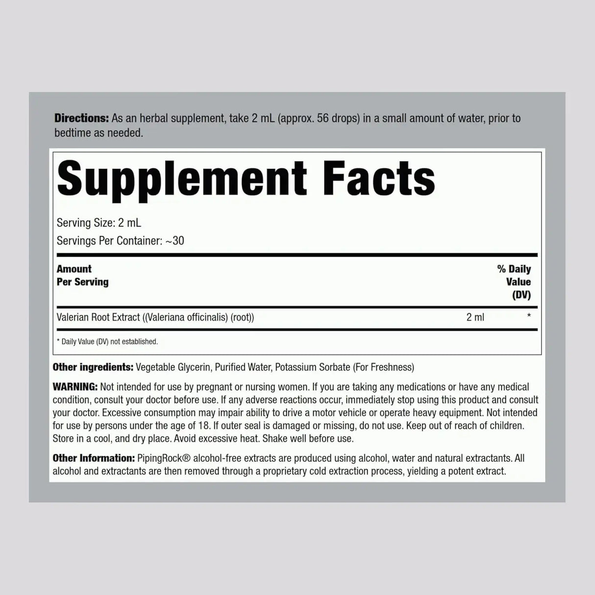 PIPING ROCK - Piping Rock Valerian Root Extract Liquid Drops 4 Fl.Oz. - The Red Vitamin MX - Suplementos Alimenticios - {{ shop.shopifyCountryName }}