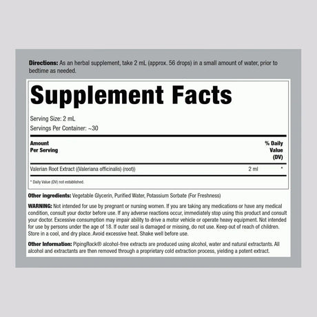 PIPING ROCK - Piping Rock Valerian Root Extract Liquid Drops 4 Fl.Oz. - The Red Vitamin MX - Suplementos Alimenticios - {{ shop.shopifyCountryName }}