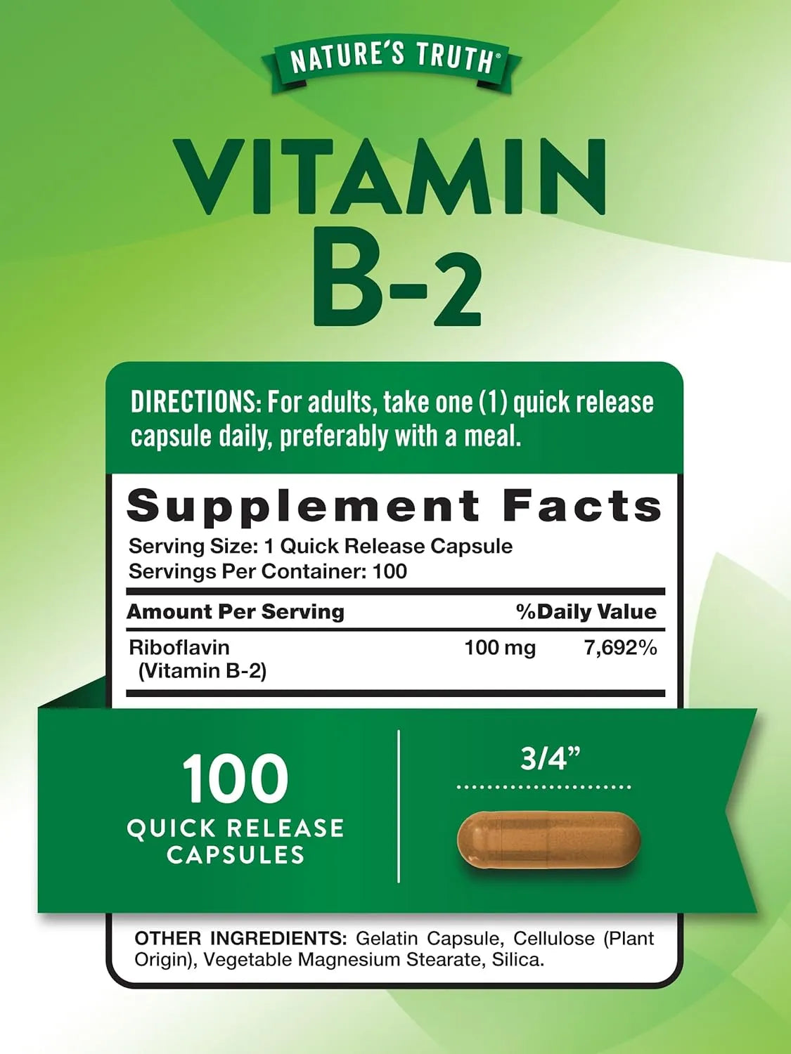 NATURE'S TRUTH - Nature's Truth B2 Vitamin 100Mg. 100 Capsulas - The Red Vitamin MX - Suplementos Alimenticios - {{ shop.shopifyCountryName }}