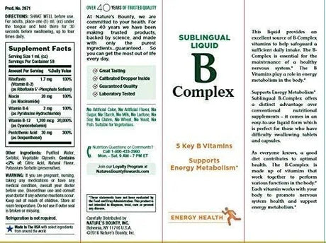 NATURE'S BOUNTY - Nature's Bounty Vitamin B Complex Sublingual Liquid 2 Fl. Oz. 2 Pack - The Red Vitamin MX - Suplementos Alimenticios - {{ shop.shopifyCountryName }}