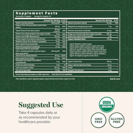 GLOBAL HEALING CENTER - Global Healing Center Organic Multivitamin with Minerals 120 Capsulas - The Red Vitamin MX - Suplementos Alimenticios - {{ shop.shopifyCountryName }}