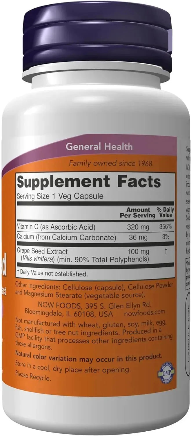 NOW SUPPLEMENTS - Now Supplements Grape Seed 100Mg. 100 Capsulas - The Red Vitamin MX - Suplementos Alimenticios - {{ shop.shopifyCountryName }}