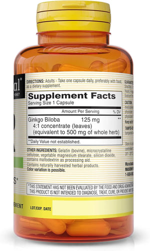 MASON NATURAL - MASON NATURAL Ginkgo Biloba 180 Capsulas - The Red Vitamin MX - Suplementos Alimenticios - {{ shop.shopifyCountryName }}