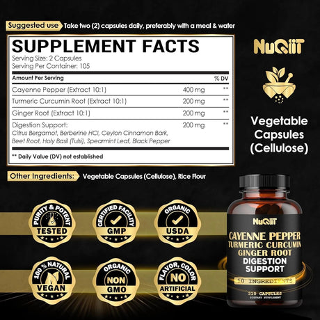 NUQIIT - NUQIIT Extract 10:1 Cayenne Pepper 210 Capsulas - The Red Vitamin MX - Suplementos Alimenticios - {{ shop.shopifyCountryName }}