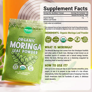 MAJU SUPERFOODS - MAJU's Organic Moringa Powder 453Gr. - The Red Vitamin MX - Suplementos Alimenticios - {{ shop.shopifyCountryName }}