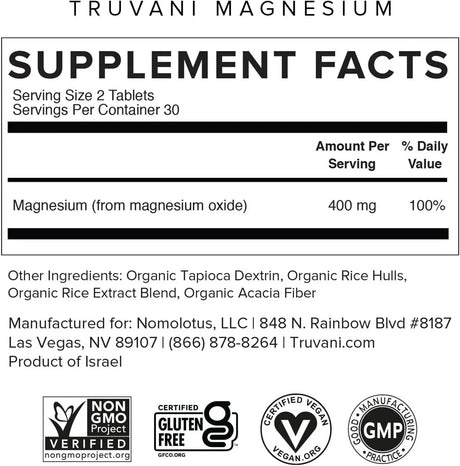 TRUVANI - Truvani Magnesium 400Mg. 60 Tabletas - The Red Vitamin MX - Suplementos Alimenticios - {{ shop.shopifyCountryName }}