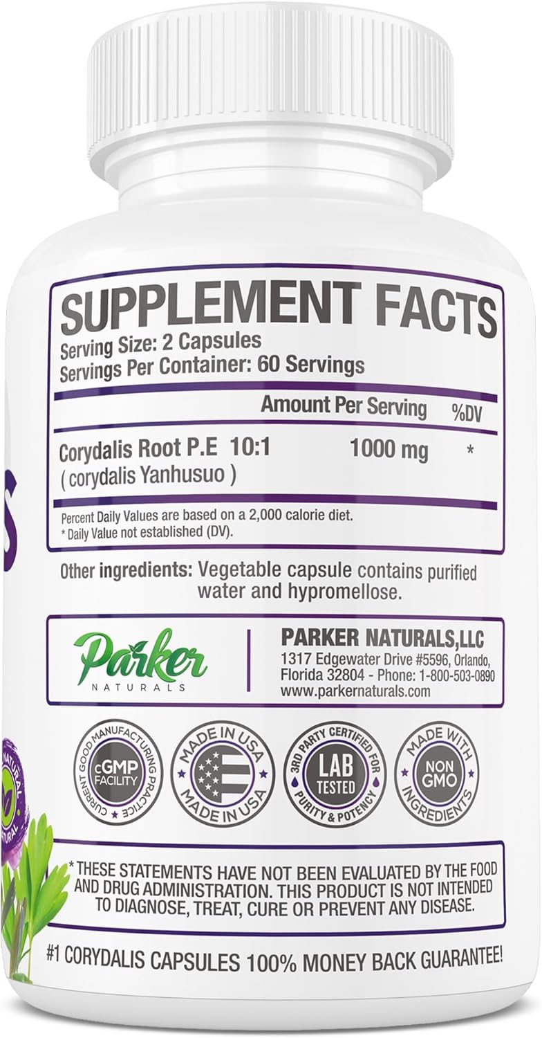 Parker Naturals Pure Corydalis 1000Mg. 120 Capsulas