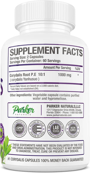 Parker Naturals Pure Corydalis 1000Mg. 120 Capsulas